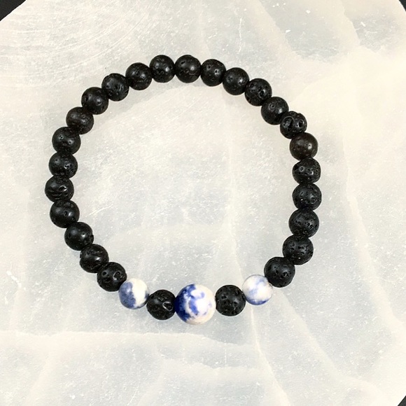 Sodalite & Lava Rock Bracelet - Picture 3 of 3